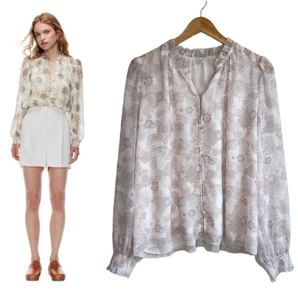 NEW Wilfred Santiago Blouse in White/Light Birch L - Picture 1 of 7